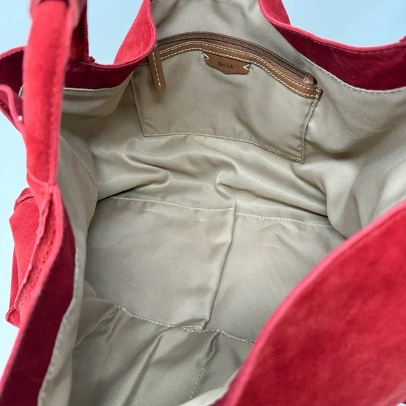 The Sak Los Feliz Large Tote Suede Leather Scarlet Red - Picture 7 of 12